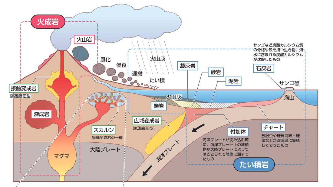 【図解】火山岩・深成岩・堆積岩・変成岩を詳しく解説!